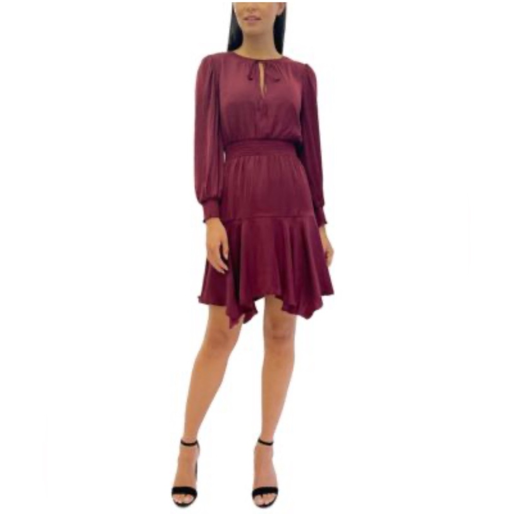 Sam Edelman Women's A-Line Tie-Neck Smocked Mini Dress Size 4 NWT
